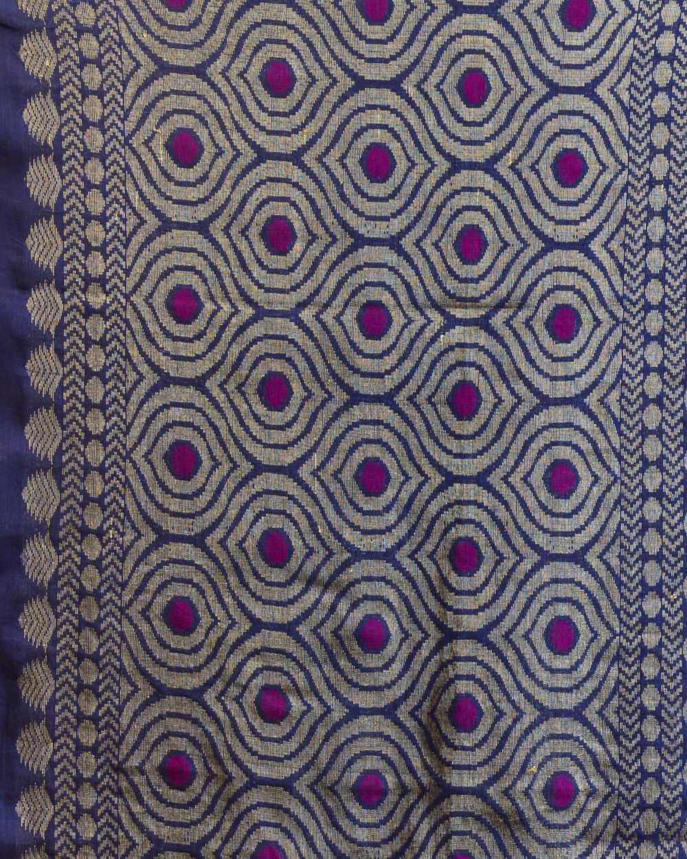 Berry blue handwoven bengal cotton and linen saree