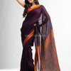 Purple with multi colour pallu in jacquard design Handwoven linen Saree