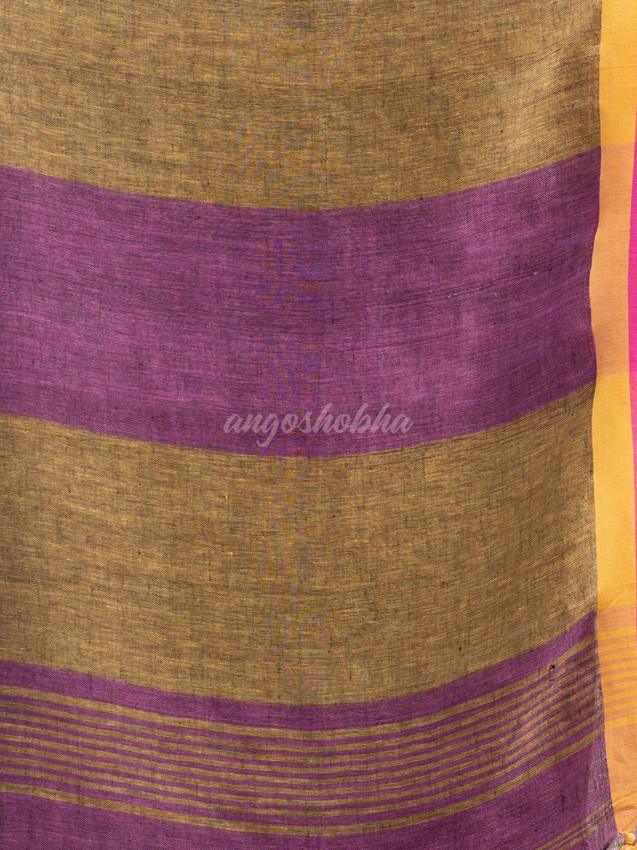 Lipgloss pink in multe colour border handwoven linen  saree