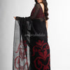 Black jamdani handwoven linen saree