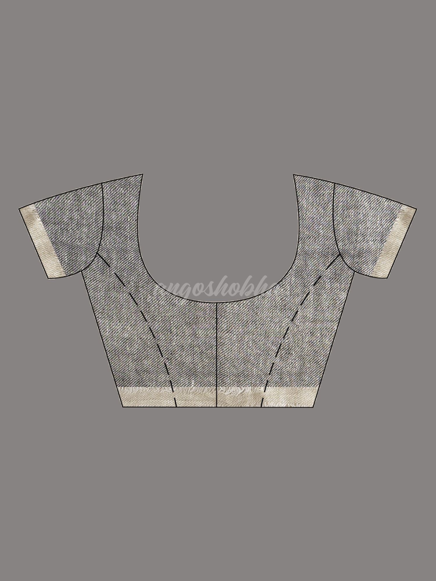 Sage green twill weaving with black pallu in white and black border handwoven linen saree