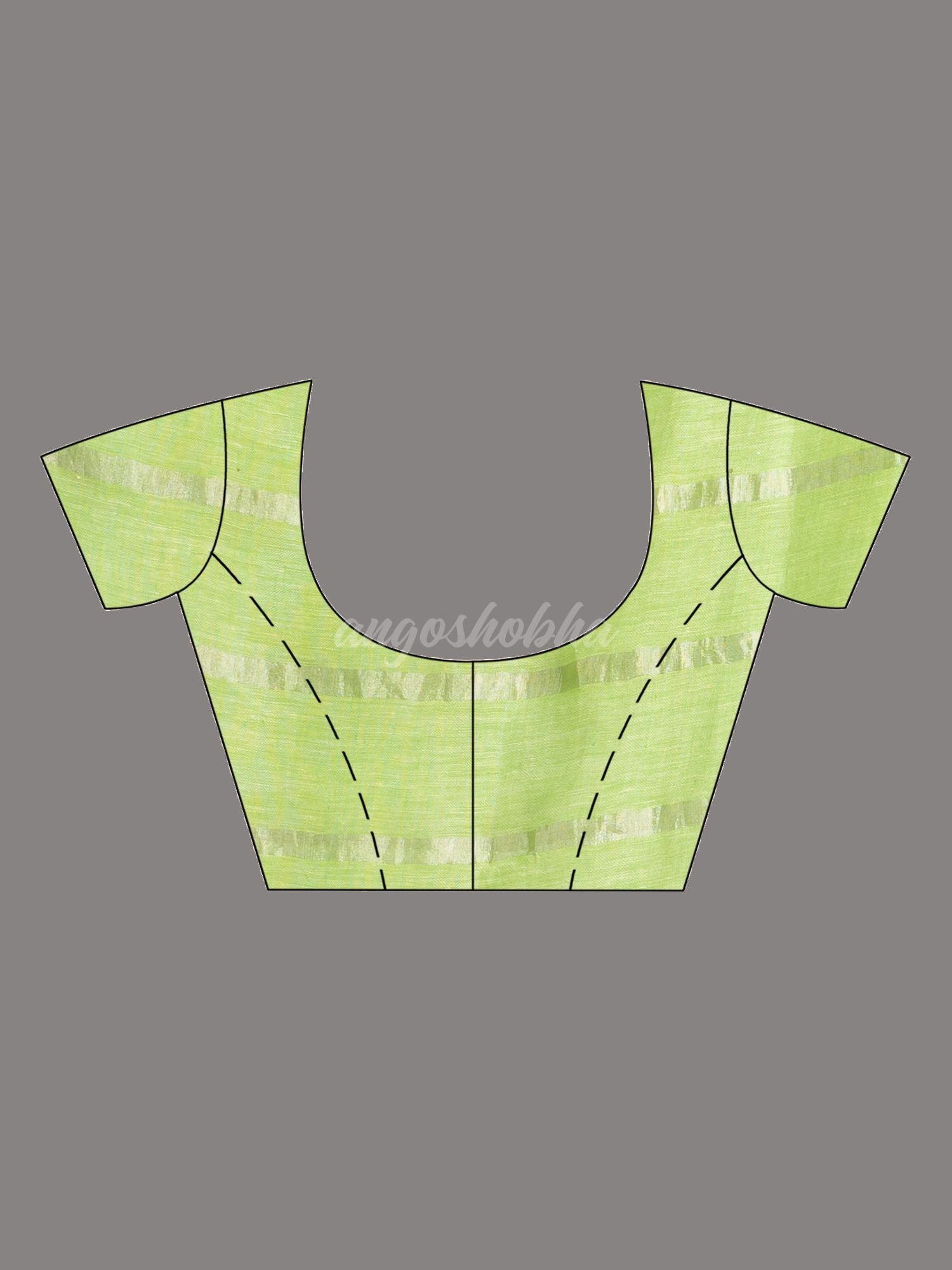 green pink half and half ziri check with silver zari pallu in zari border handwoven linen saree