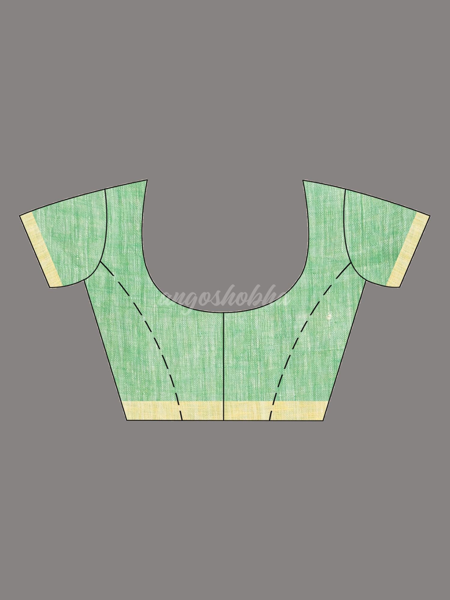 Yellow with green pallu in multi colour broder handwoven linen saree