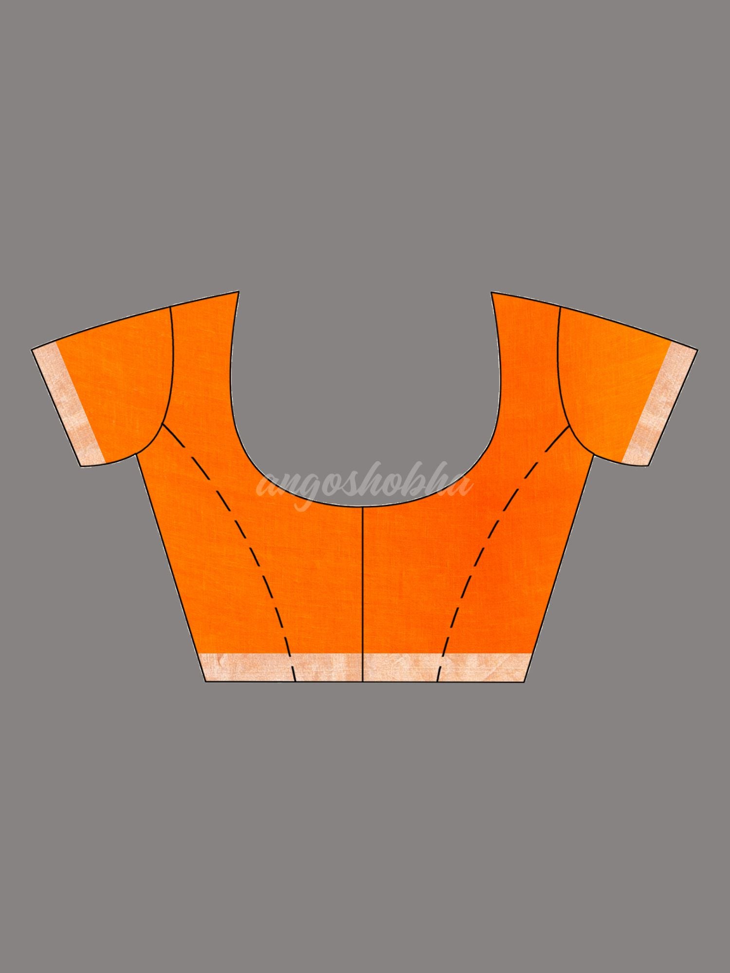 Orange with silver zari pallu in silver zari border handwoven linen saree