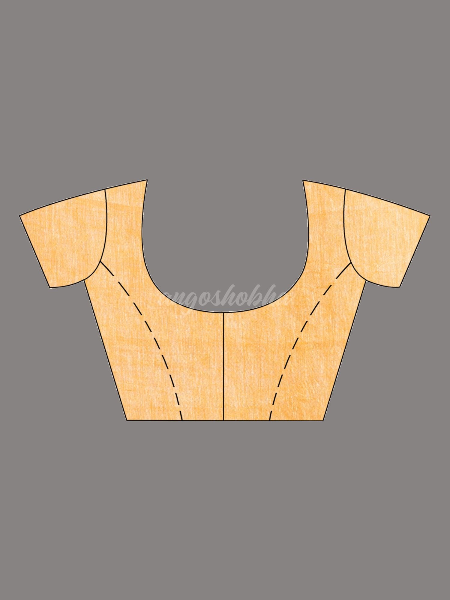 Orange with silver zari pallu in silver zari border handwoven linen saree