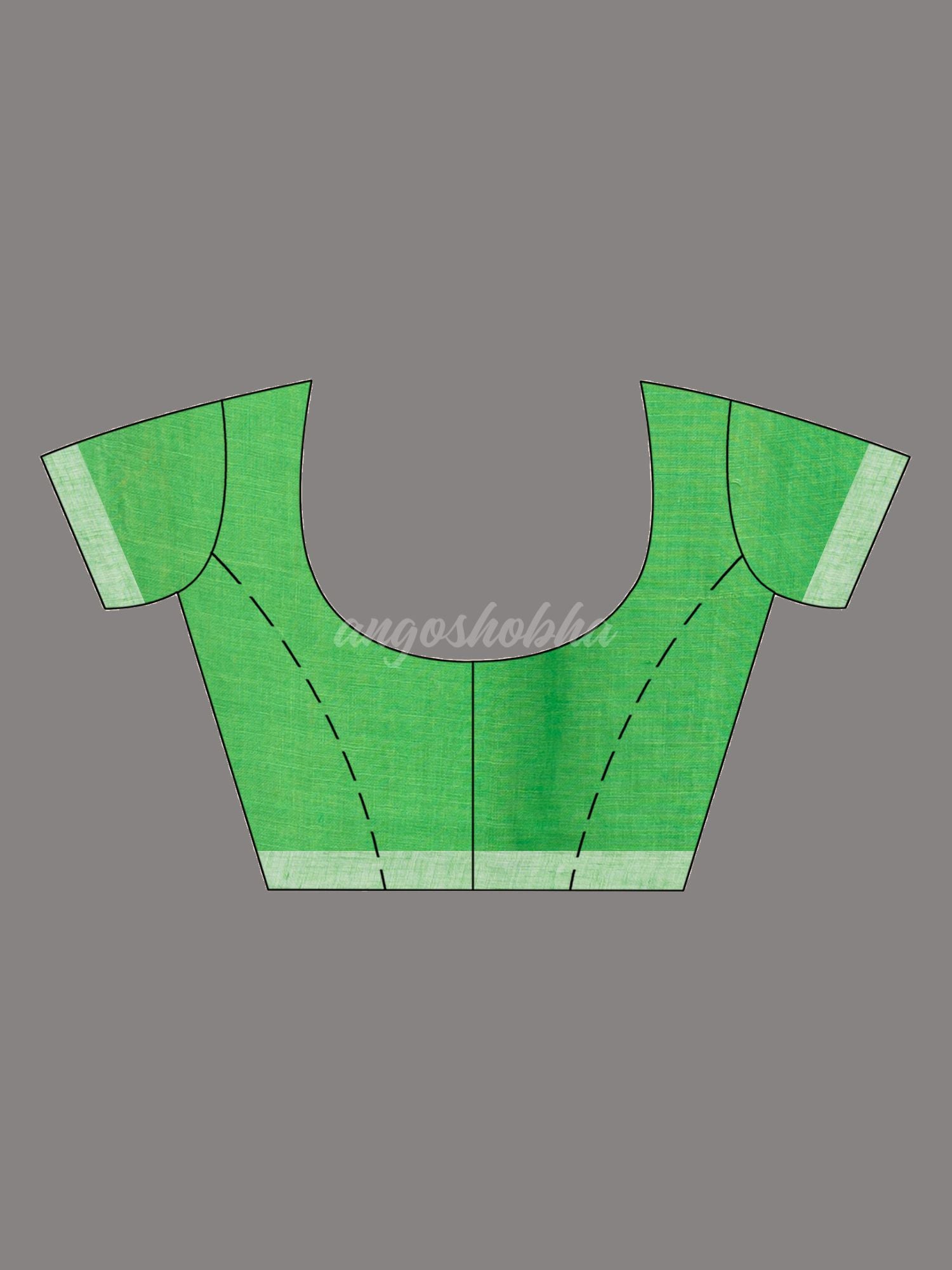 Green with silver zari pallu in silver zari border handwoven linen saree