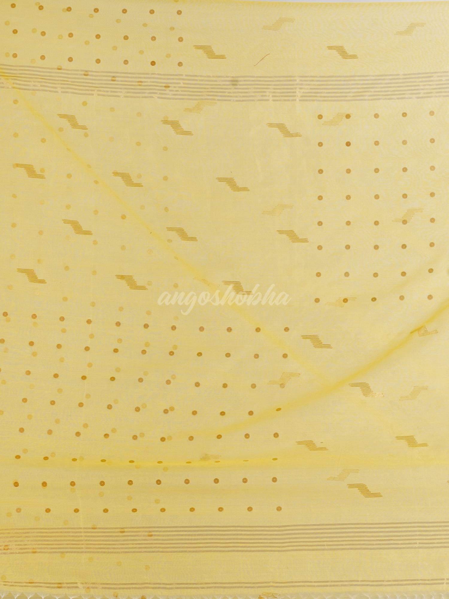 Yellow Silk Cotton Pocket Chumki Jamdani handloom saree