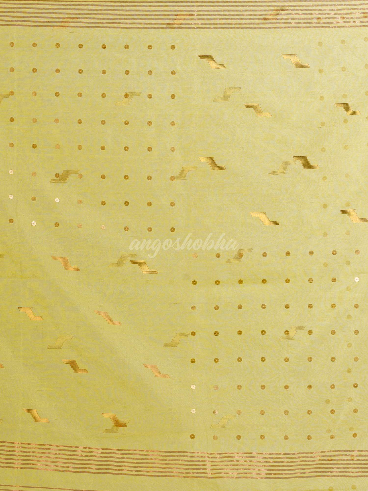 Lemon Yellow Silk Cotton Pocket Chumki Jamdani handloom saree