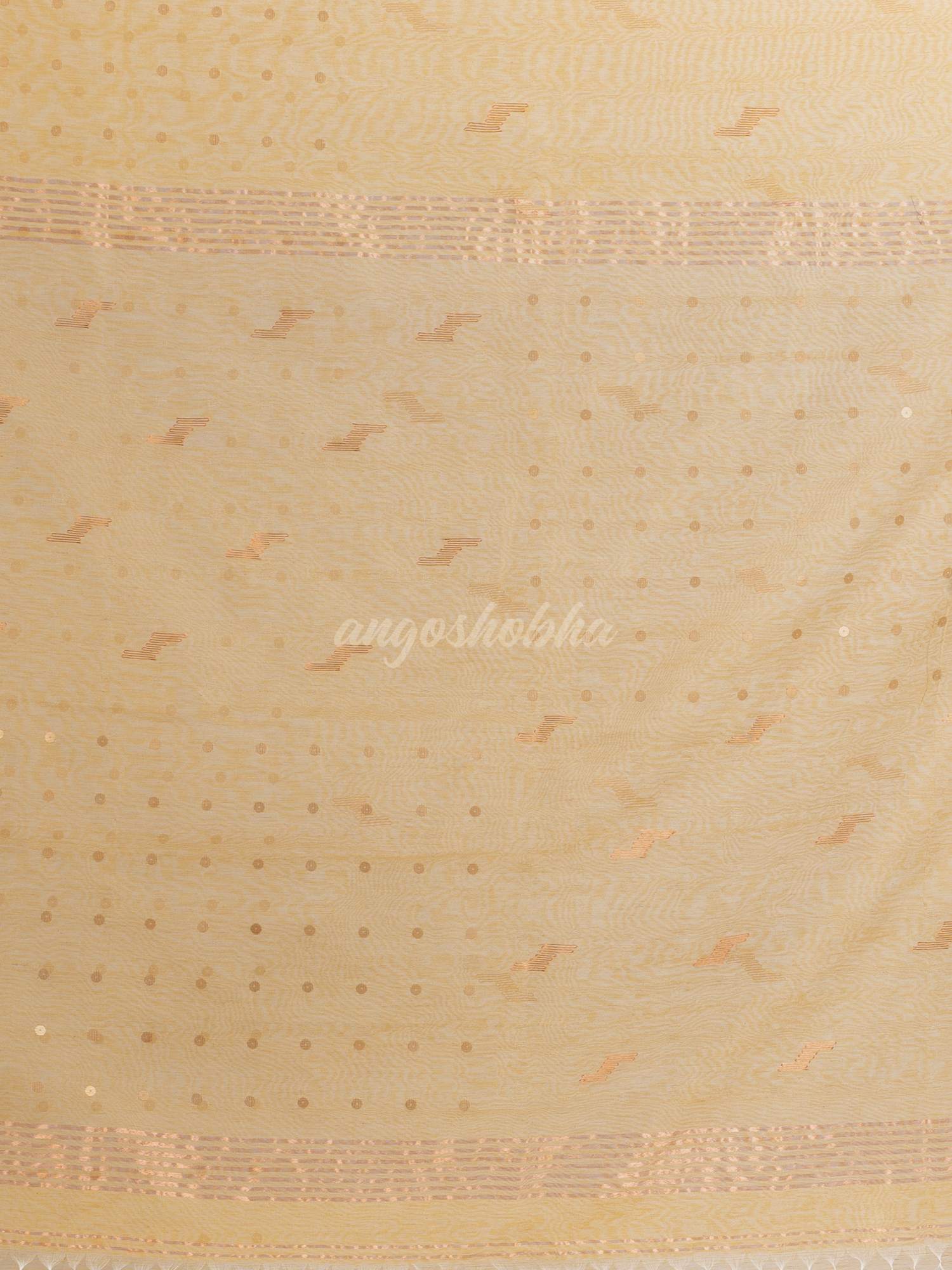 Natural Tussar Colour Silk Cotton Pocket Chumki Jamdani handloom saree