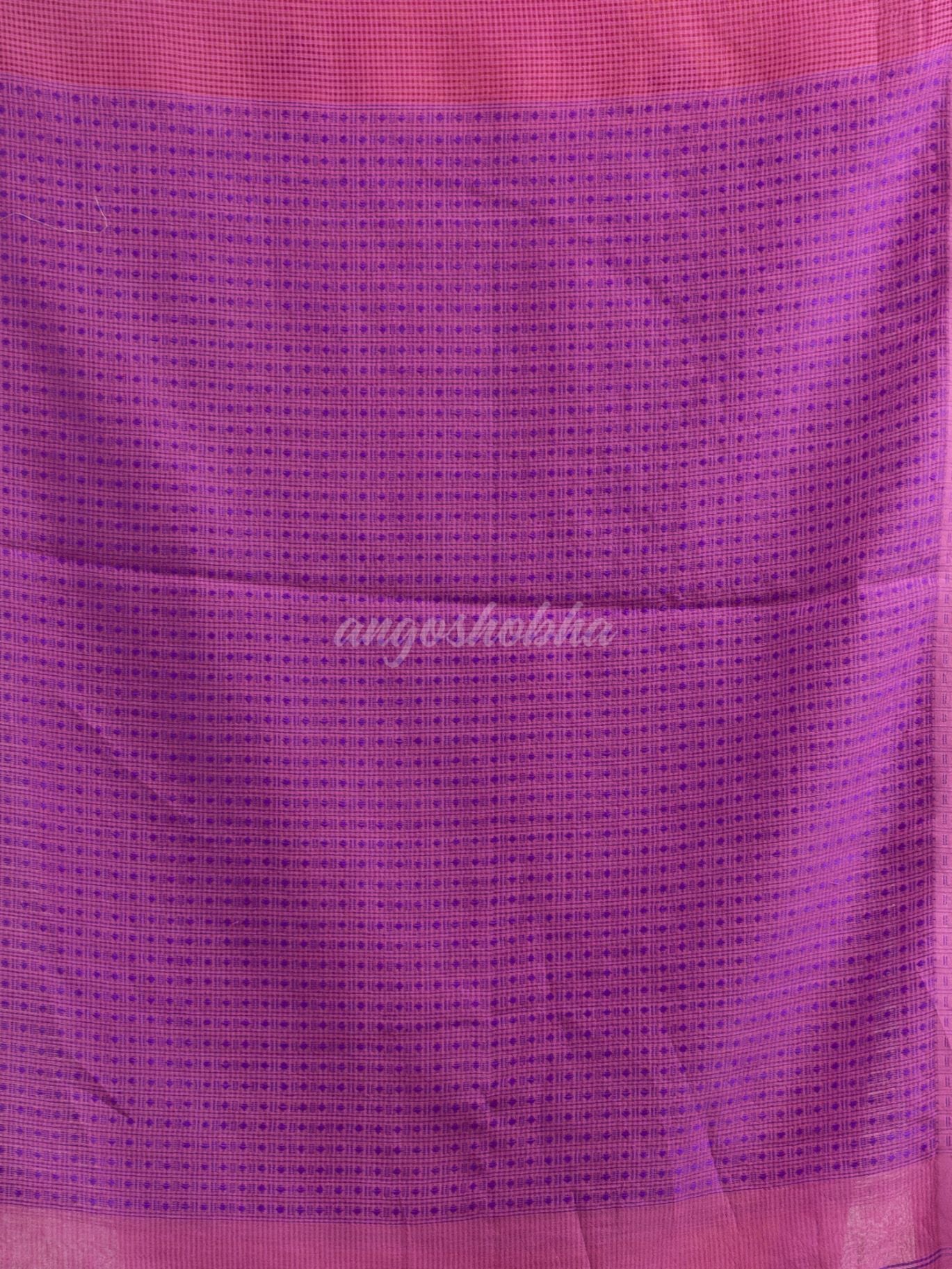 Magenta resham cotton kota check all over Buti jacquqrd Pallu handwoven saree