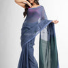 Blue slate grey resham cotton kota check all over Buti jacquqrd Pallu handwoven saree