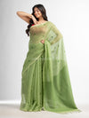 Light Green resham cotton kota check all over Buti jacquqrd Pallu handwoven saree