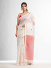 White resham cotton kota check all over Buti jacquqrd Pallu handwoven saree