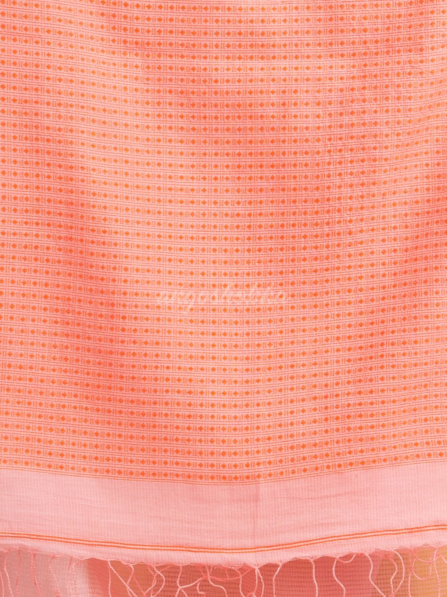 Peachmod resham cotton kota check all over Buti jacquqrd Pallu handwoven saree