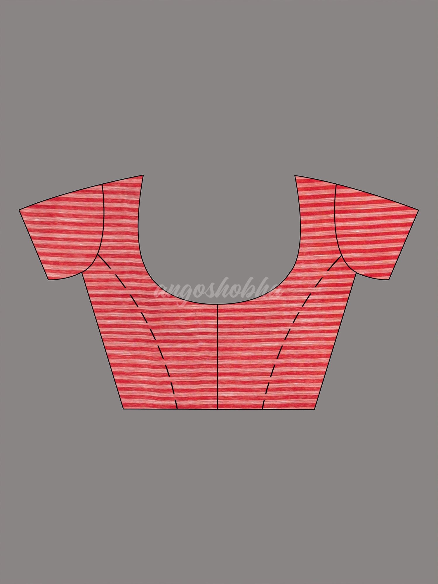 Red tissue linen multi color pallu handwoven saree blouse