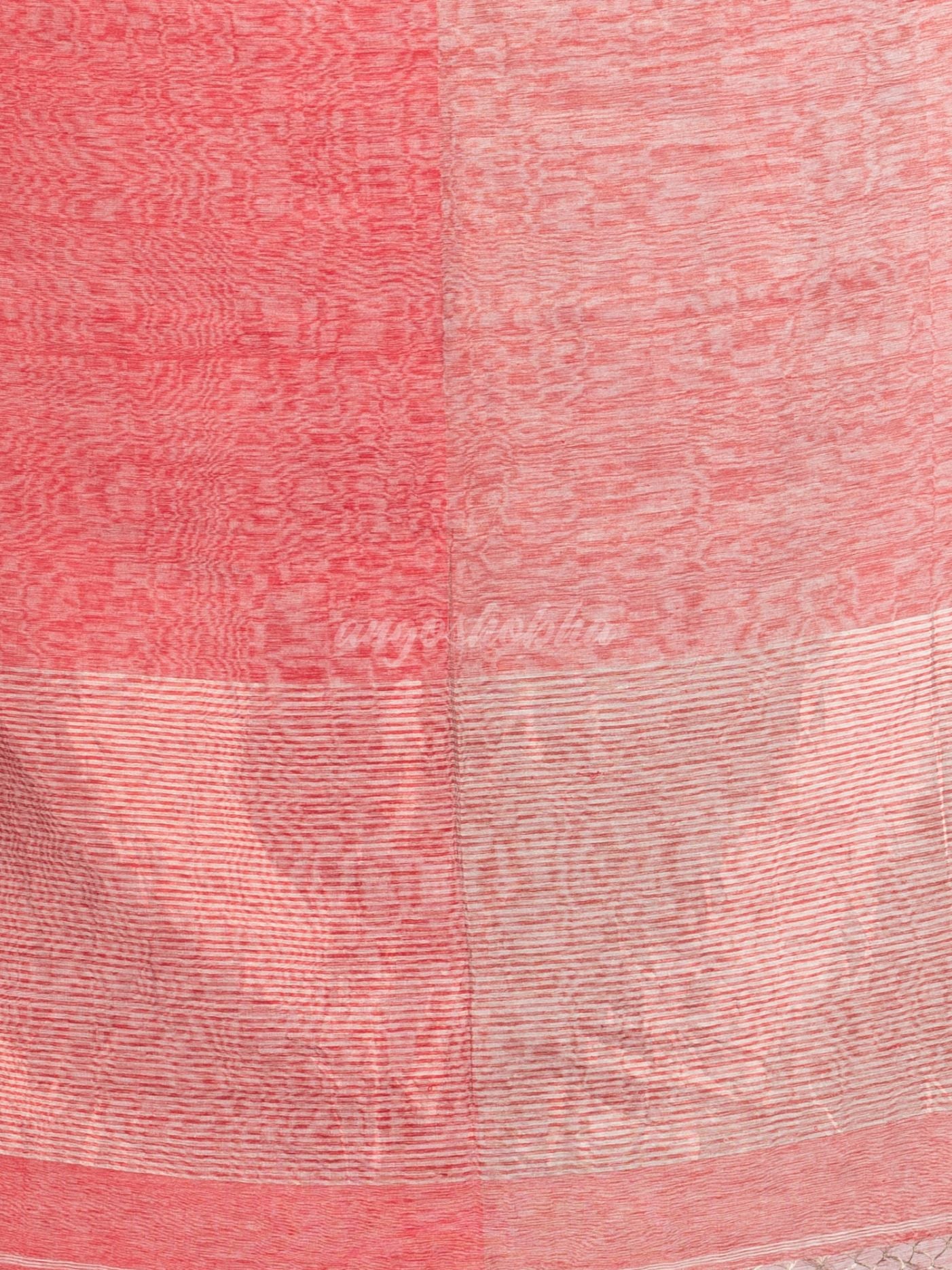 Red tissue linen multi color pallu handwoven saree