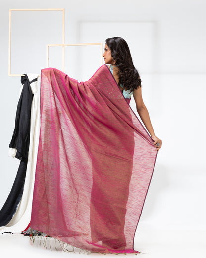 Cotton Silk Pink Handloom Tissue Saree