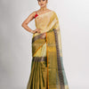 Green And Off White Zari Cotton Tissue Madhumani Jacquard handloom Saree