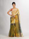 Green And Off White Zari Cotton Tissue Madhumani Jacquard handloom Saree