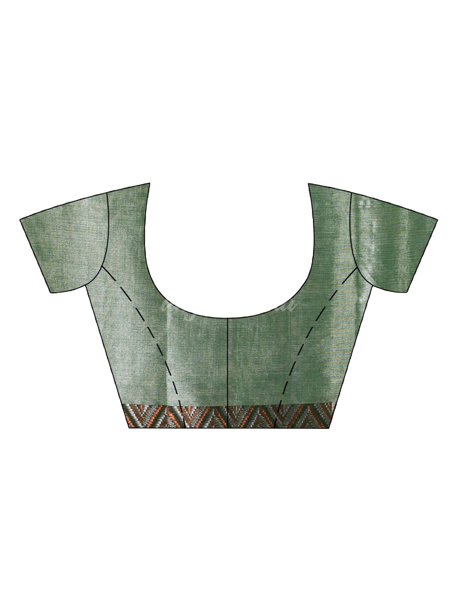 Green And Off White Zari Cotton Tissue Madhumani Jacquard handloom Saree blouse