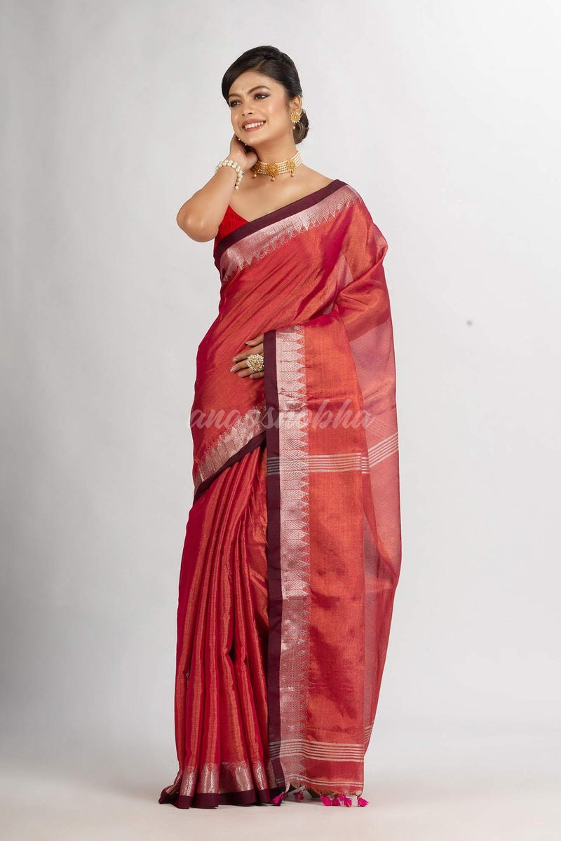 Rani Zari Cotton Tissue Jacquard Border handloom Saree