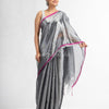 Grey tissue cotton solit half inch border saree