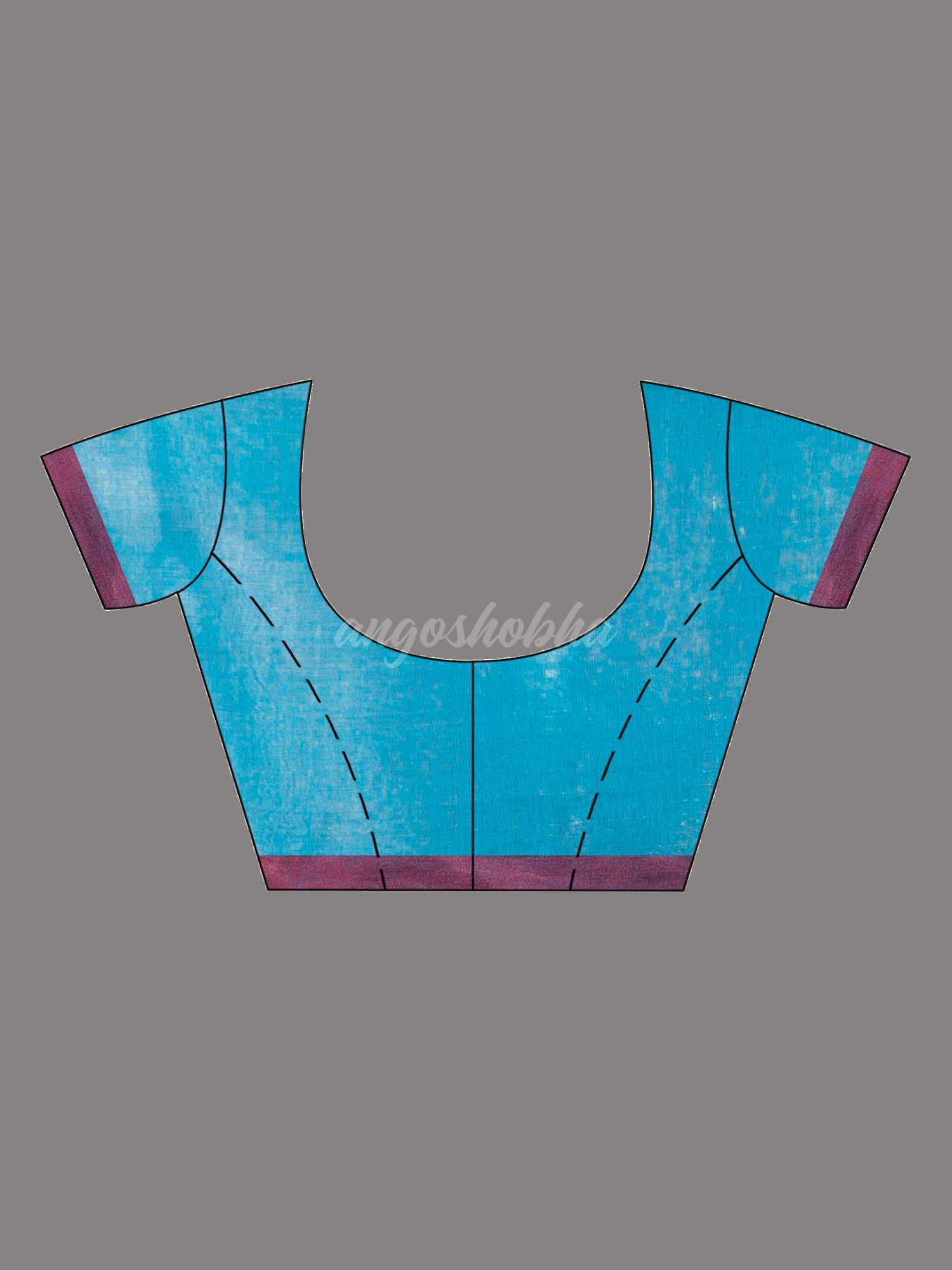 Sky blue tissue cotton solit half inch border saree blouse