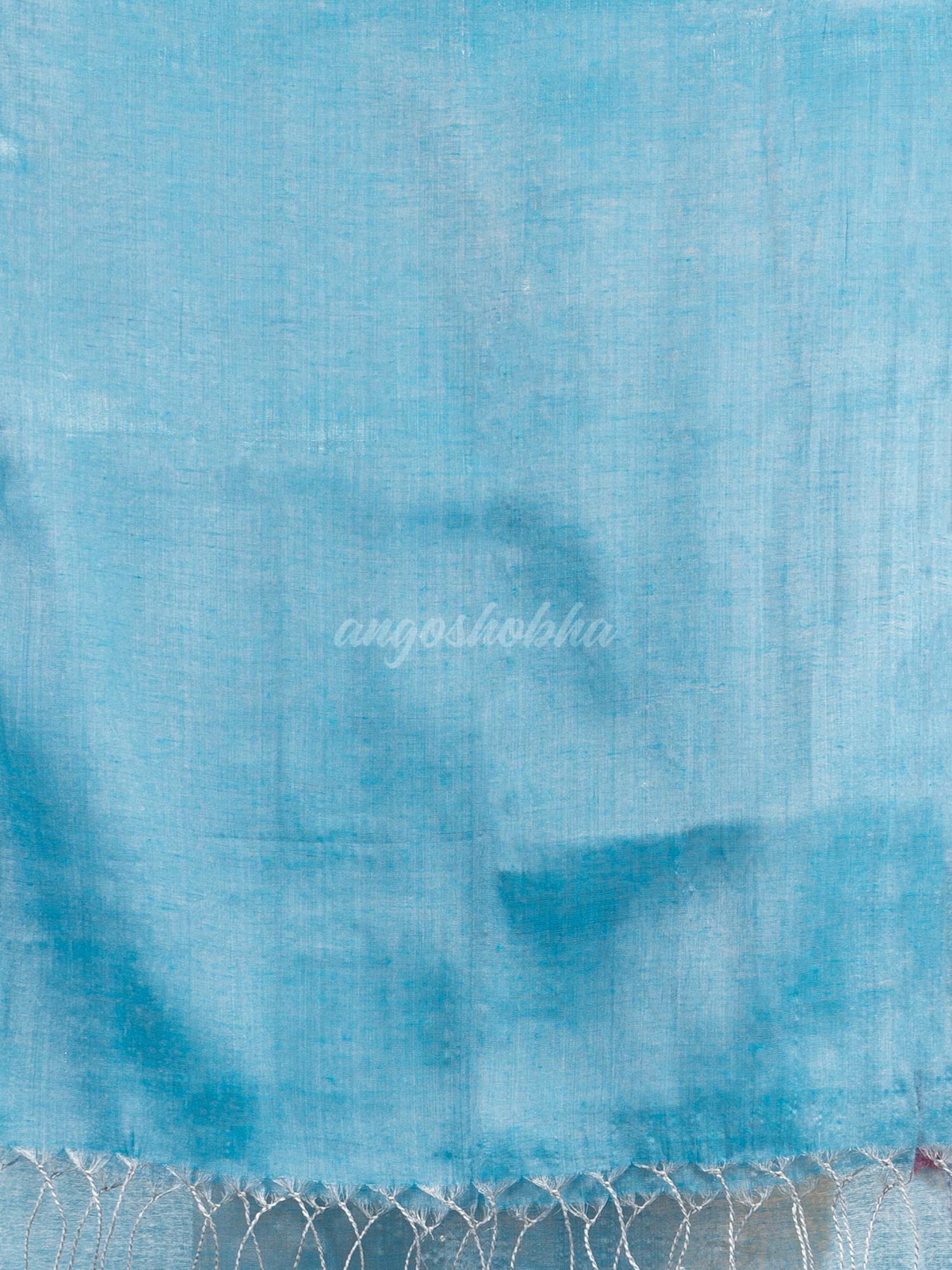 Sky blue tissue cotton solit half inch border saree