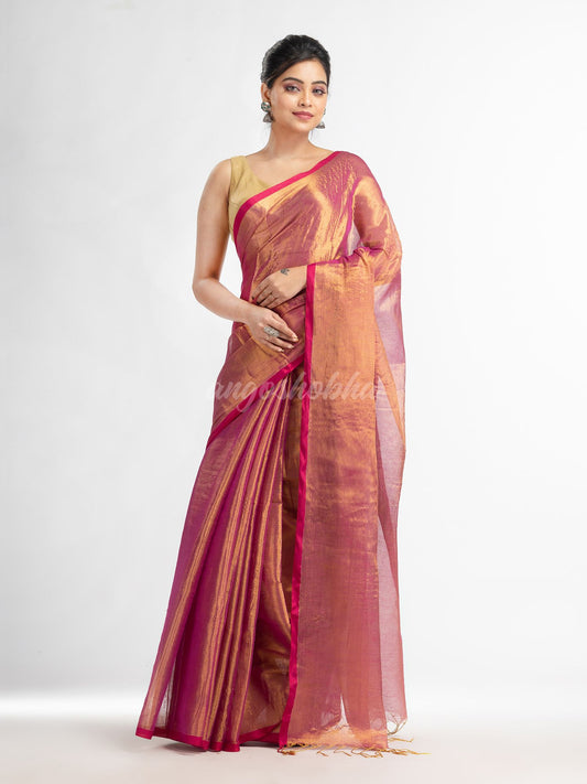 Rani tissue cotton solit half inch border saree