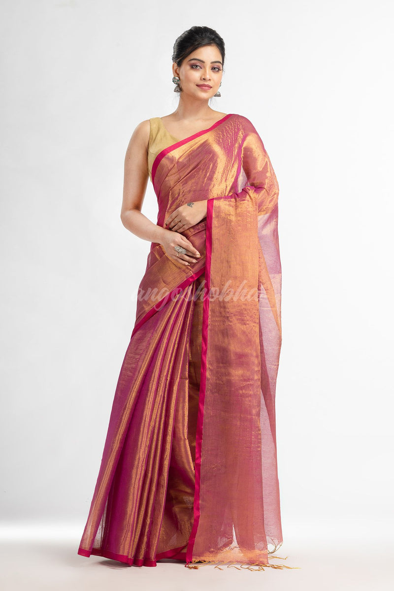 Rani tissue cotton solit half inch border saree