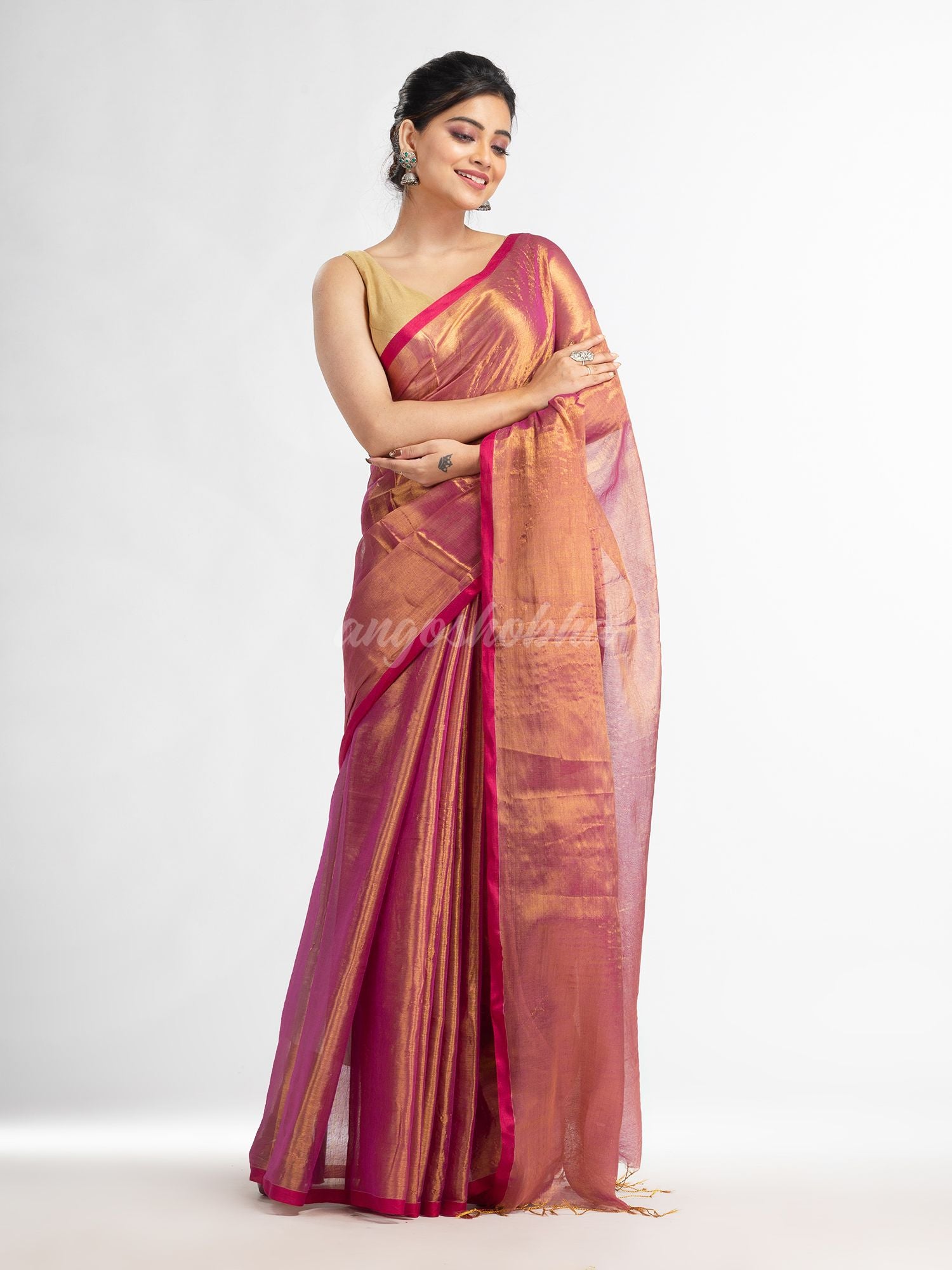 Rani tissue cotton solit half inch border saree