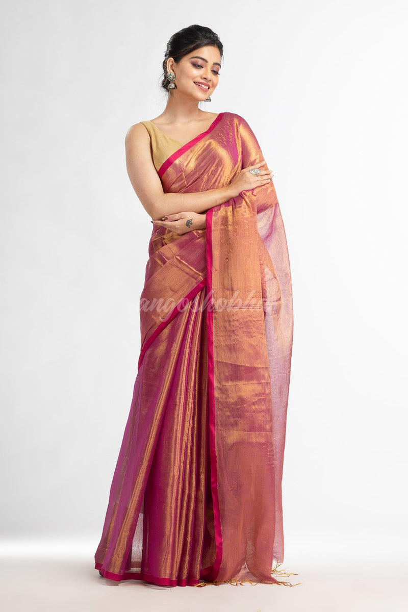 Rani tissue cotton solit half inch border saree