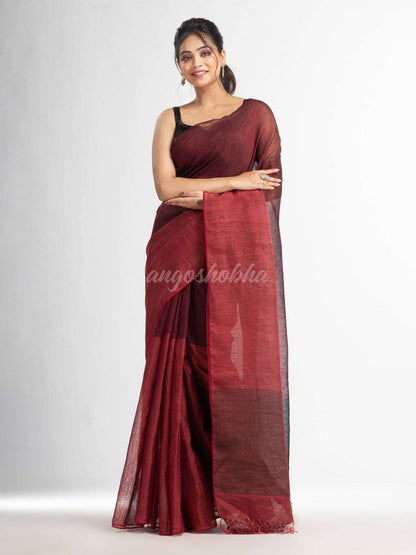 black all body type check with black pallu handwoven tissue linen saree