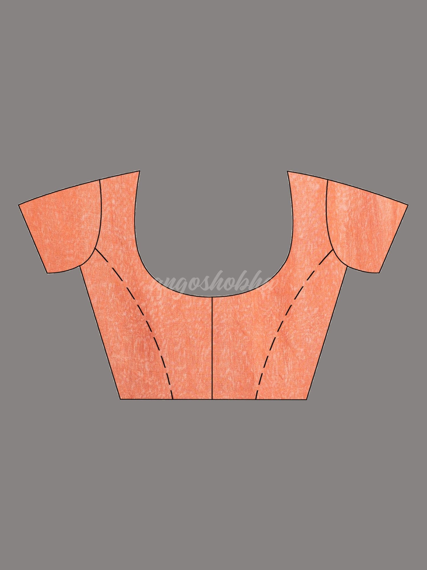 Peach linen tissue pallu jamdani temple border handwoven saree blouse