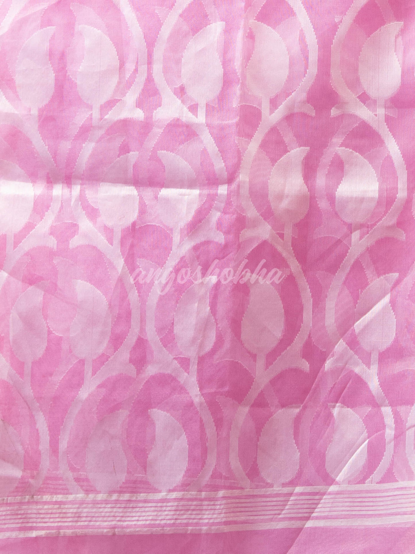 Pink Blend Silk Muslin Jacquard Jamdani Saree