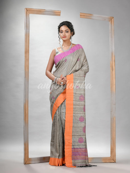 Ghicha hand jamdani With Ganga Yamuna border handwoven saree