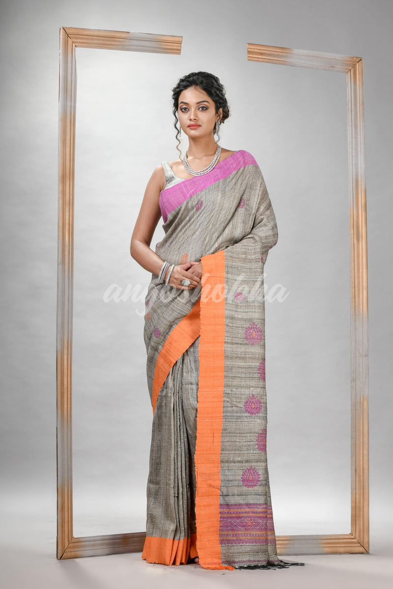 Ghicha hand jamdani With Ganga Yamuna border handwoven saree