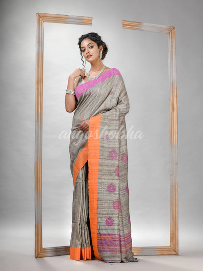 Ghicha hand jamdani With Ganga Yamuna border handwoven saree