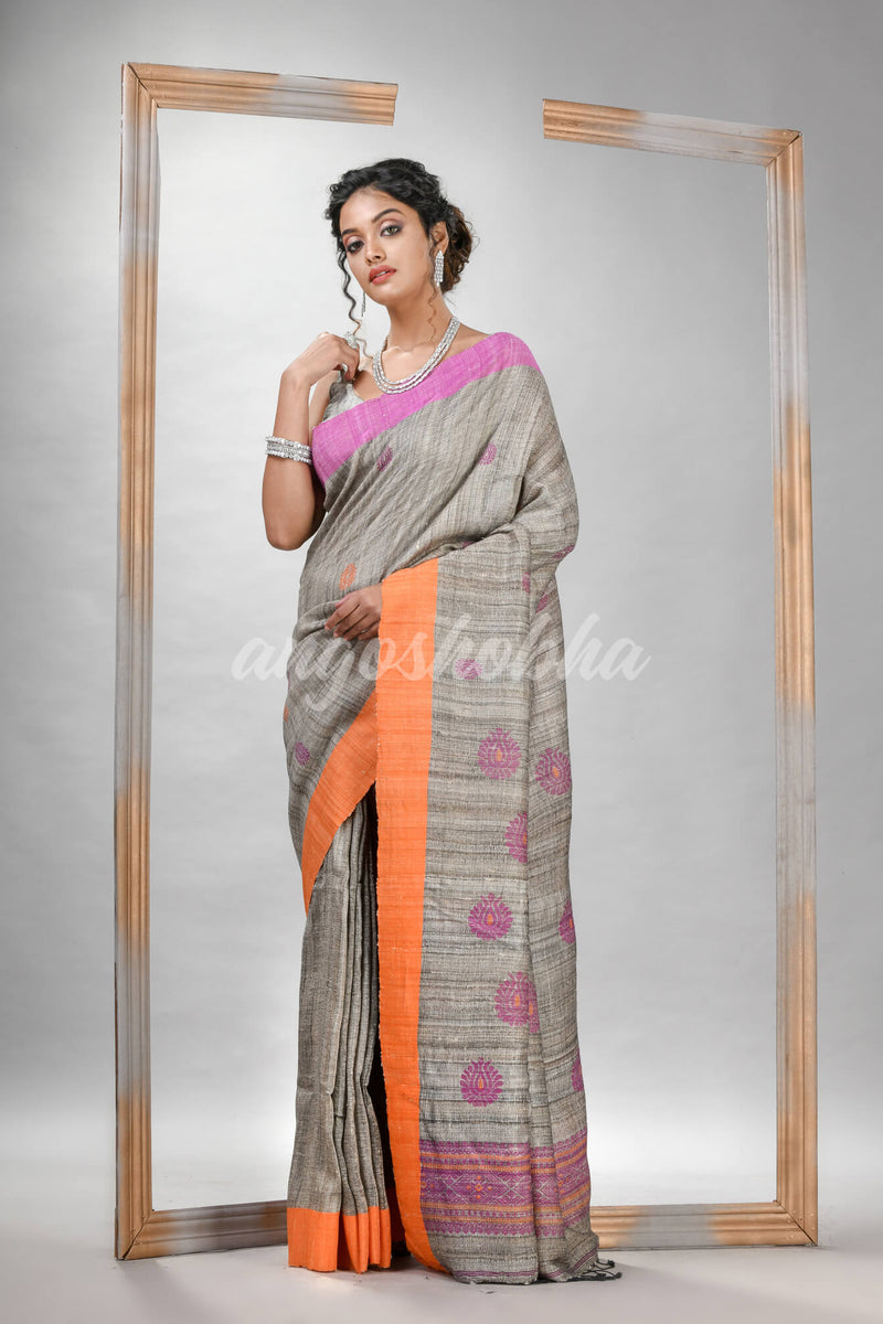Ghicha hand jamdani With Ganga Yamuna border handwoven saree