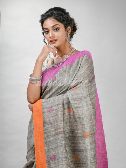 Ghicha hand jamdani With Ganga Yamuna border handwoven saree