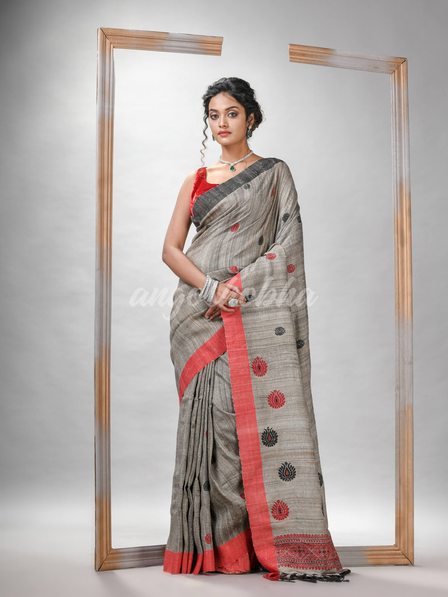 Ghicha hand jamdani With Ganga Yamuna border handwoven saree