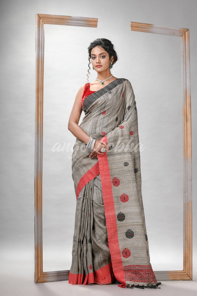 Ghicha hand jamdani With Ganga Yamuna border handwoven saree