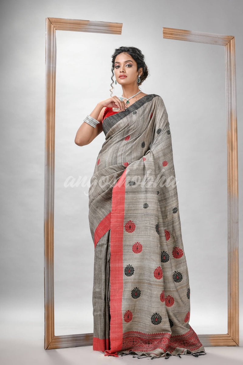 Ghicha hand jamdani With Ganga Yamuna border handwoven saree