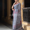 Grey Cotton All Body Buti Red Border With Pallu Jacquard Jamdani Saree