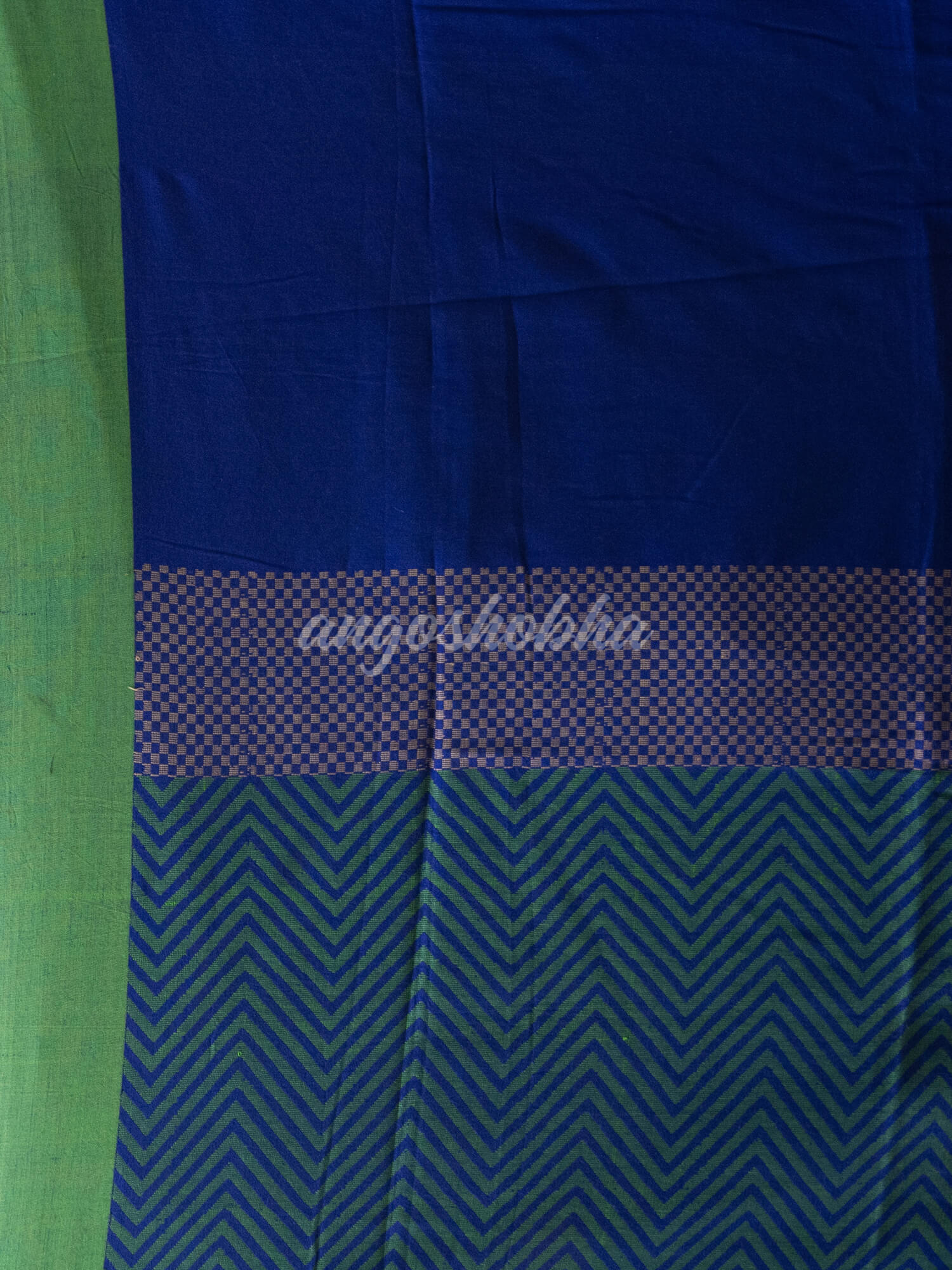 Blue Cotton Solid Border With Jacquard Pallu Handloom Saree