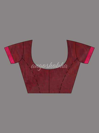 Maroon Cotton All Body Buti With Mahapar Border Jamdani Saree