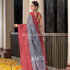 Grey Cotton All Body Buti With Mahapar Border Jamdani Saree