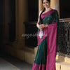 Bottle Green Cotton All Body Buti With Mahapar Border Jamdani Saree