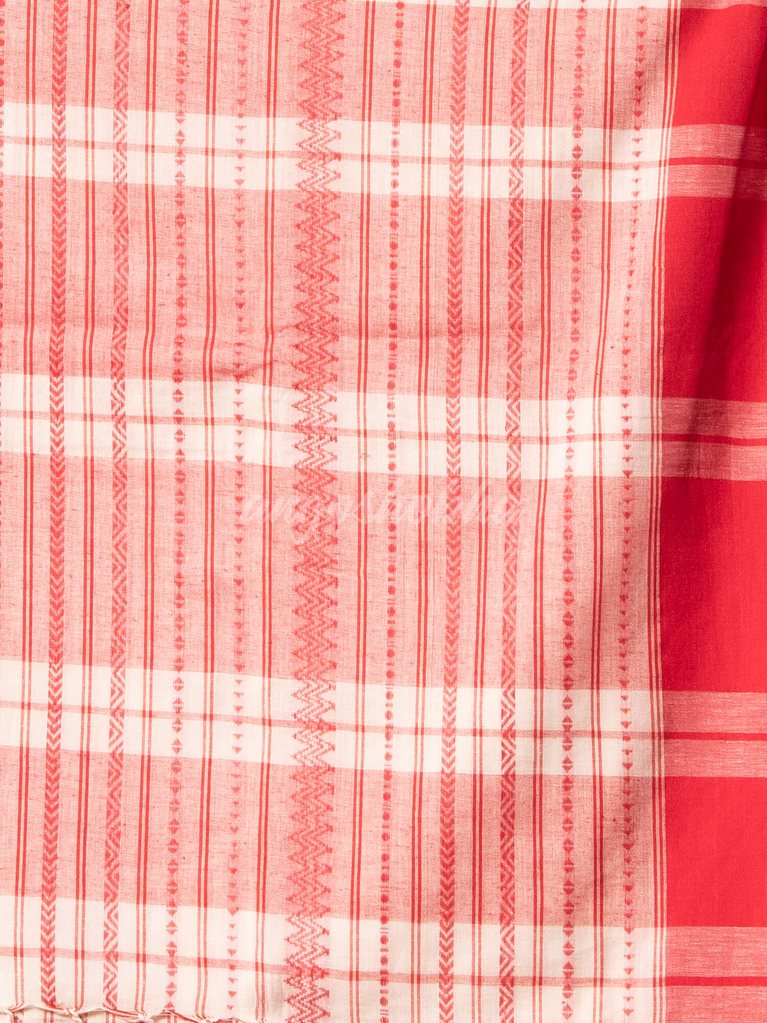 Off White Cotton All Body Stripe Handloom Saree