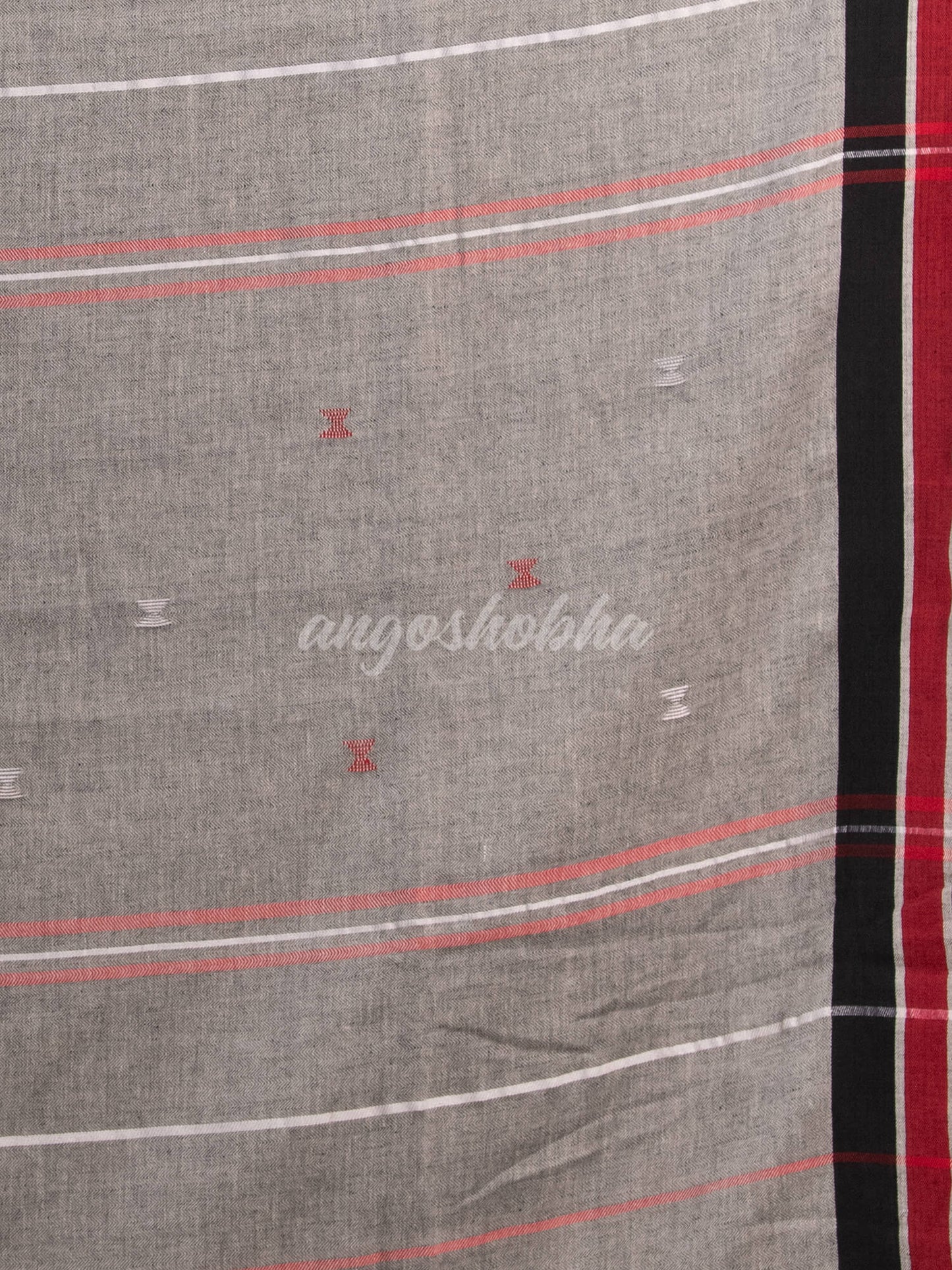 Grey Cotton All Body Buti Handloom Saree